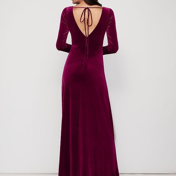 New Moon Burgundy Velvet Maxi Dress - Picture 2 of 2